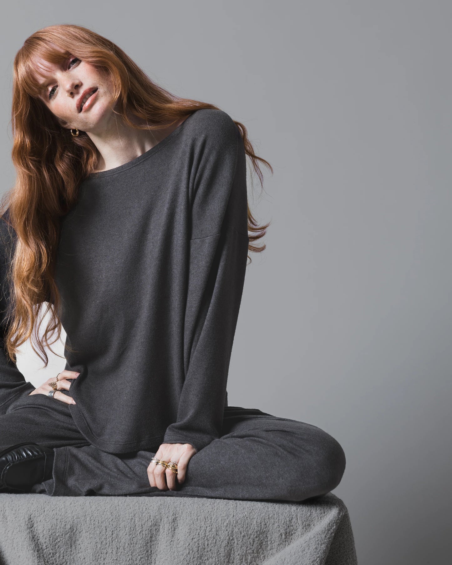 Sweater Knit Boat Neck Top