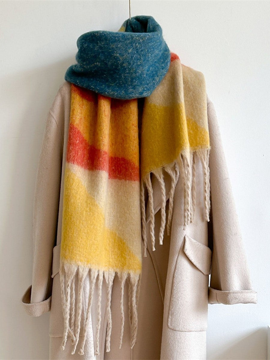 Simple Contrast Blanket Scarf