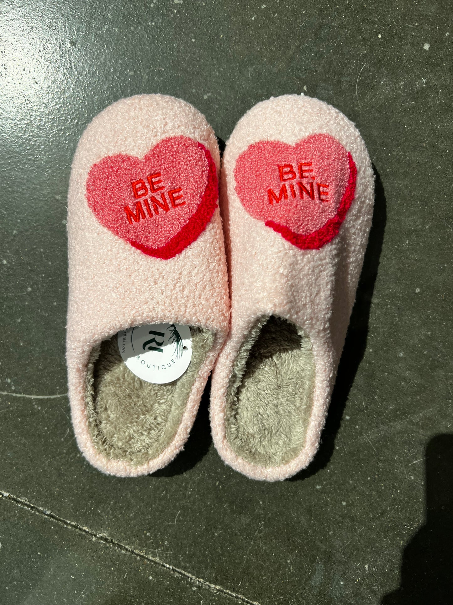 Fuzzy slippers-be mine