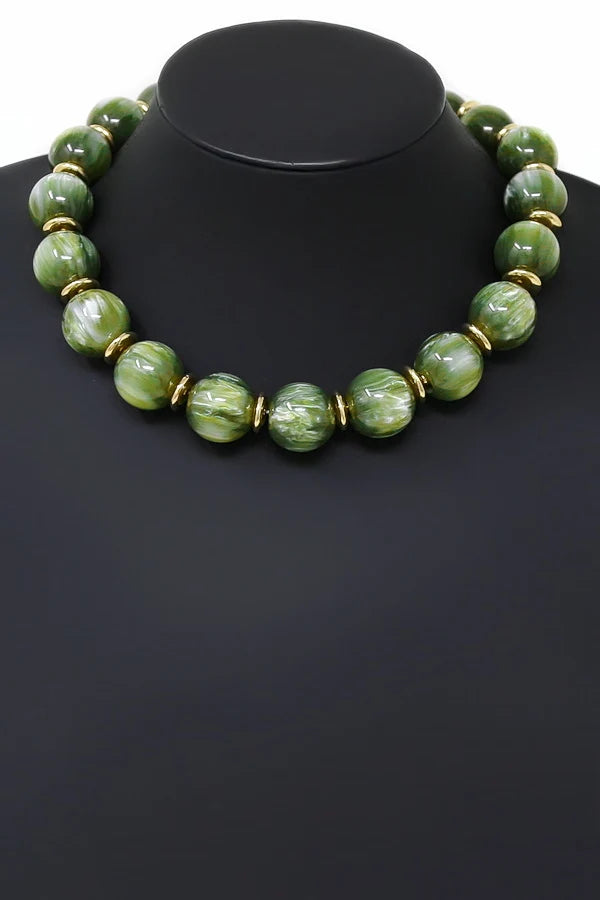 Marbled Bead Statement Necklace