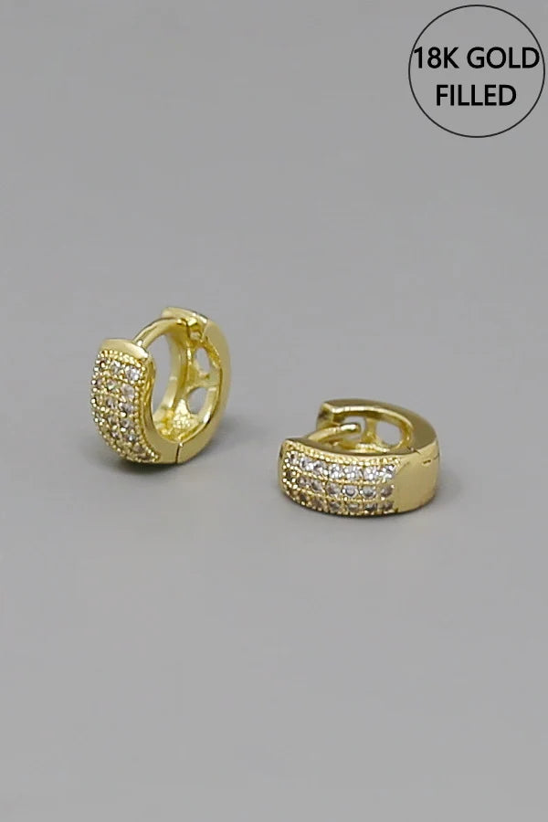 Pave Gold Filled Huggie Hoop Earrings