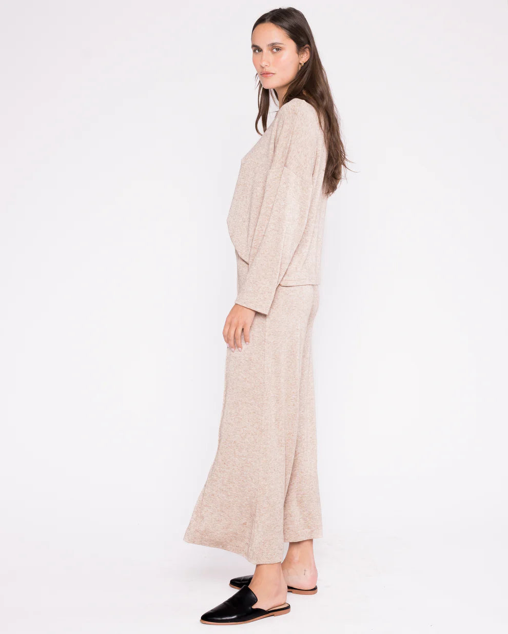 Sweater Knit Wide Leg Pant - Cropped
