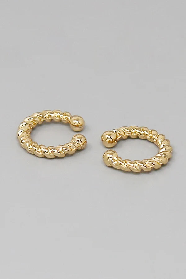 Rope Textured Metal Ear Cuff-gold