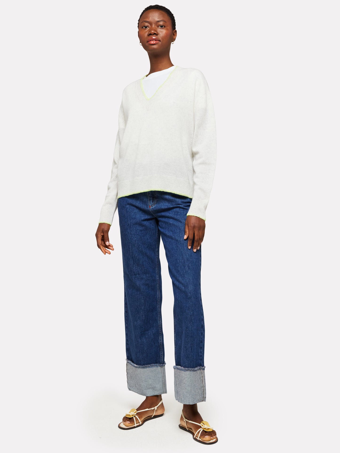 inked patch v neck sweater