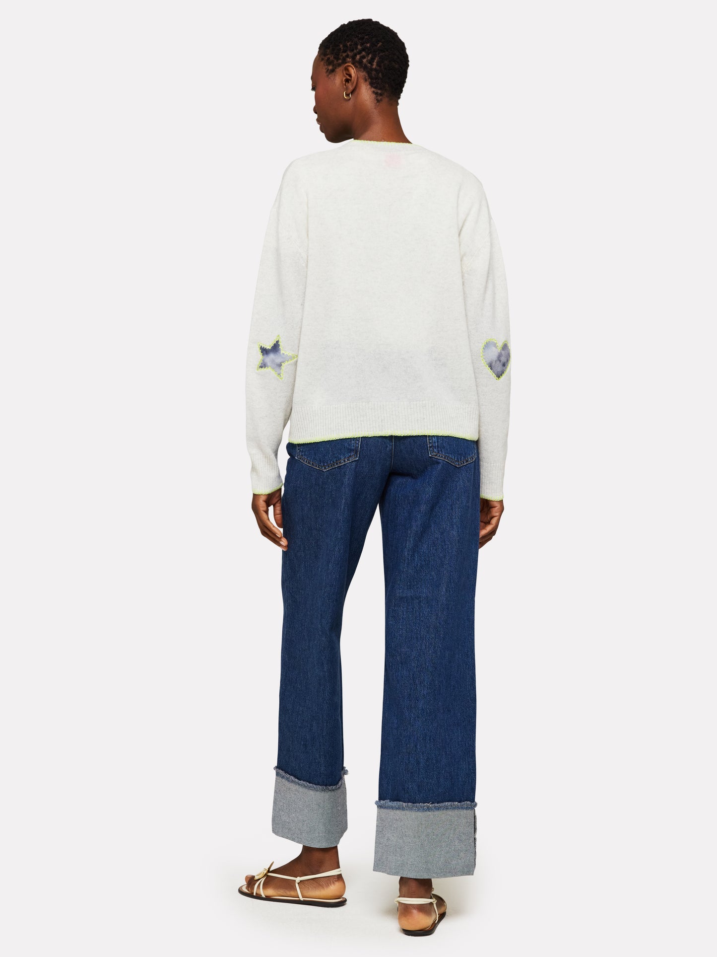 inked patch v neck sweater