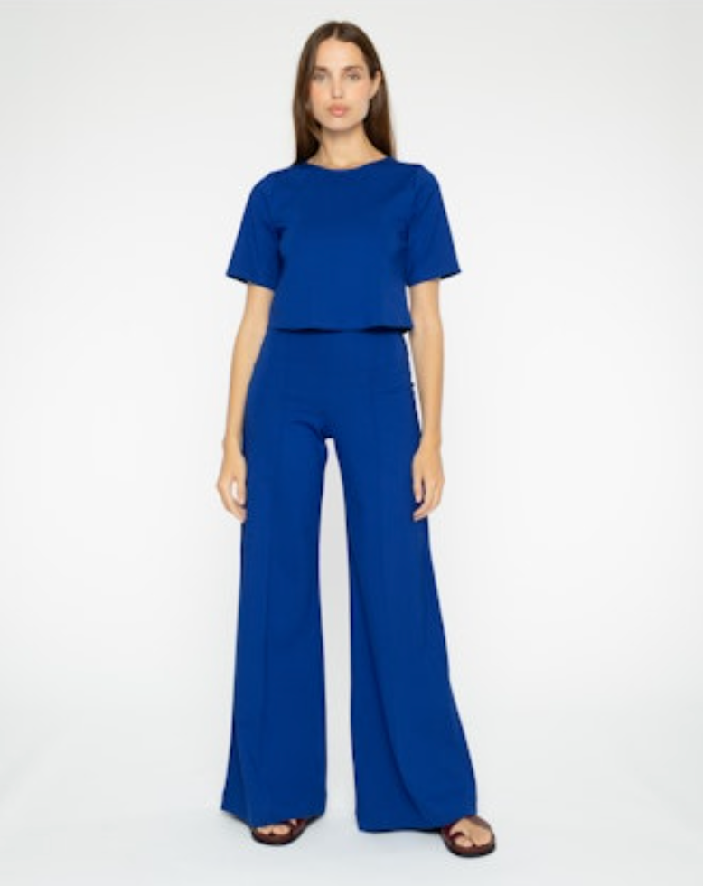 ponte knit wide leg pant