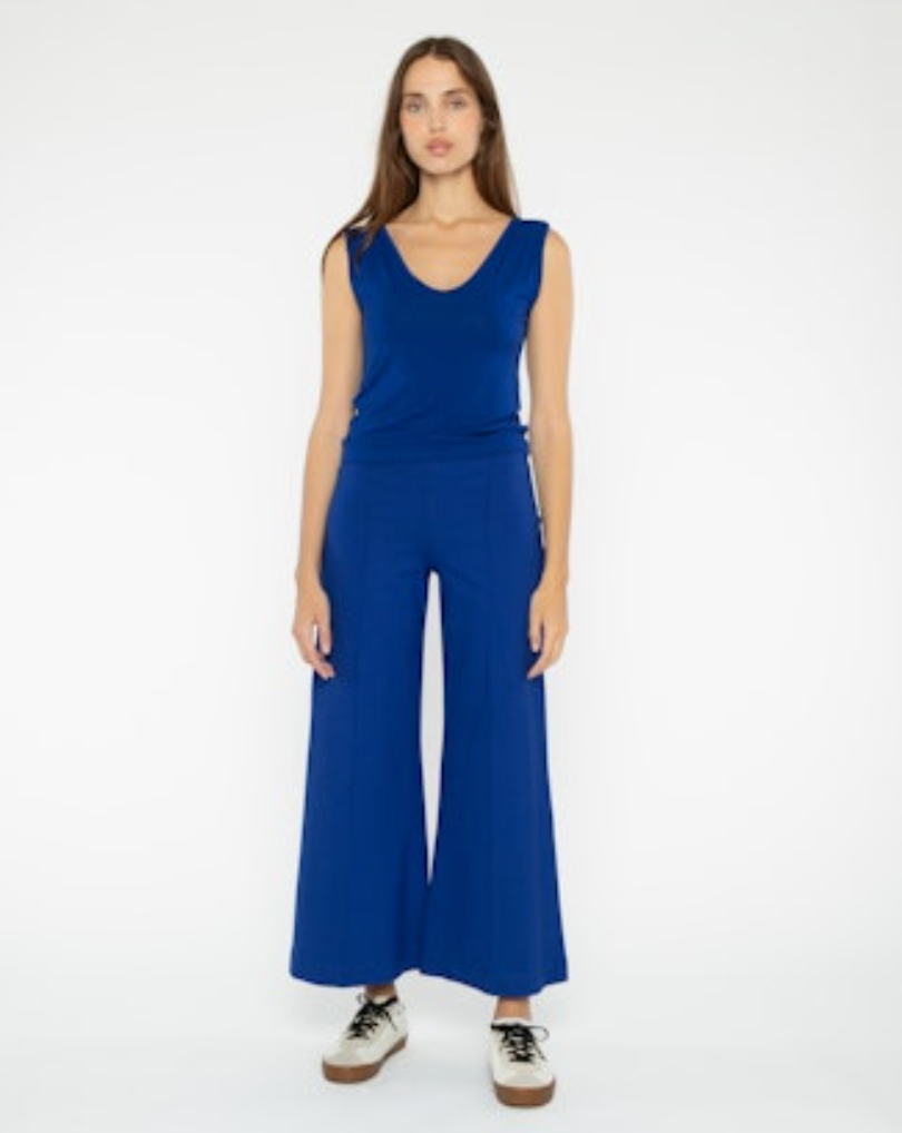 ponte knit wide leg pant-cropped,