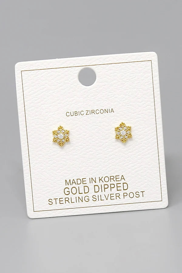Snowflake Gold Dipped Stud Earrings