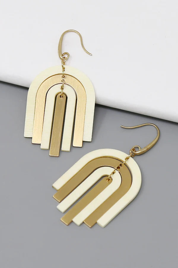 arched wooden dangle earrings