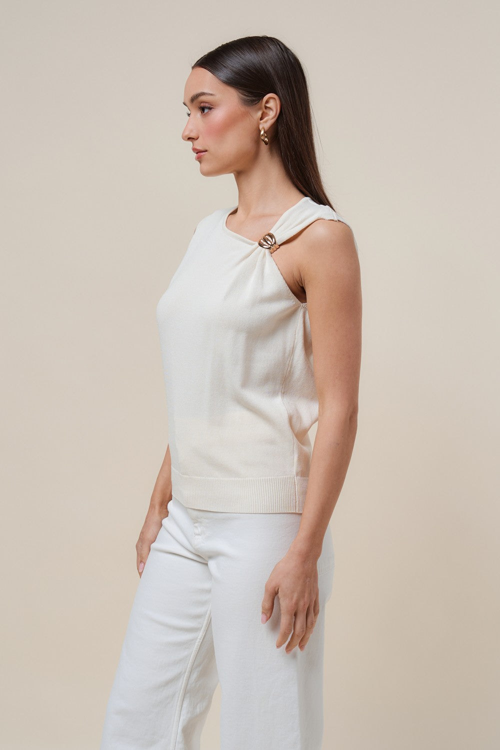 asymmetrical sleeveless top