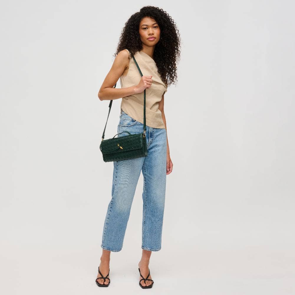 Ada Top Handle Woven East West Clutch Crossbody