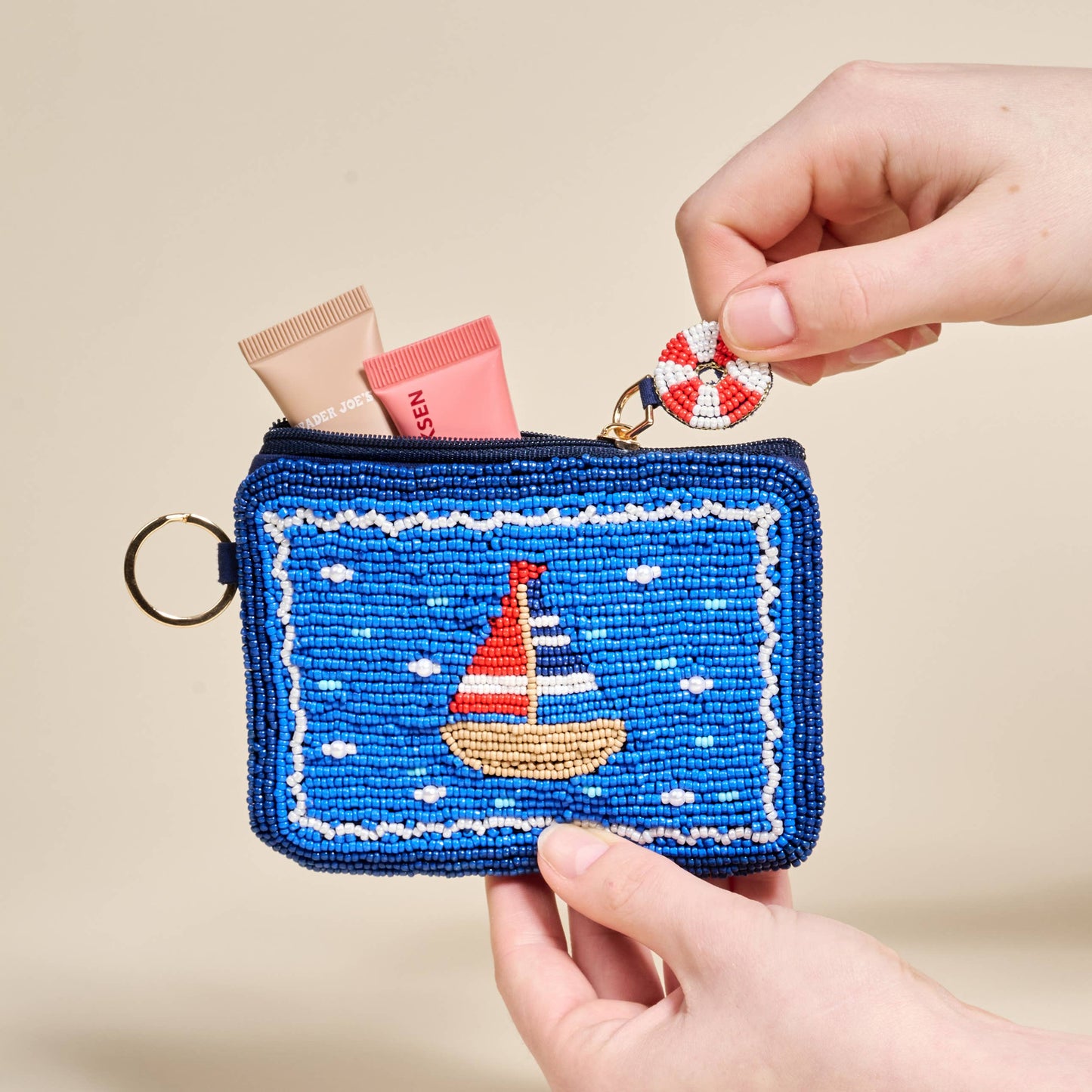 Handcrafted Beaded Pouch–Sail Away