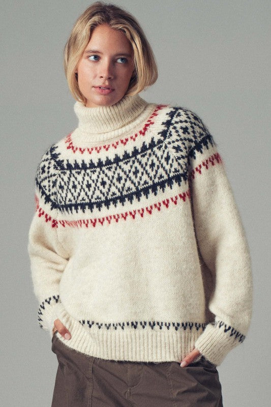 Nordic Fair Isle Turtle Neck Sweater