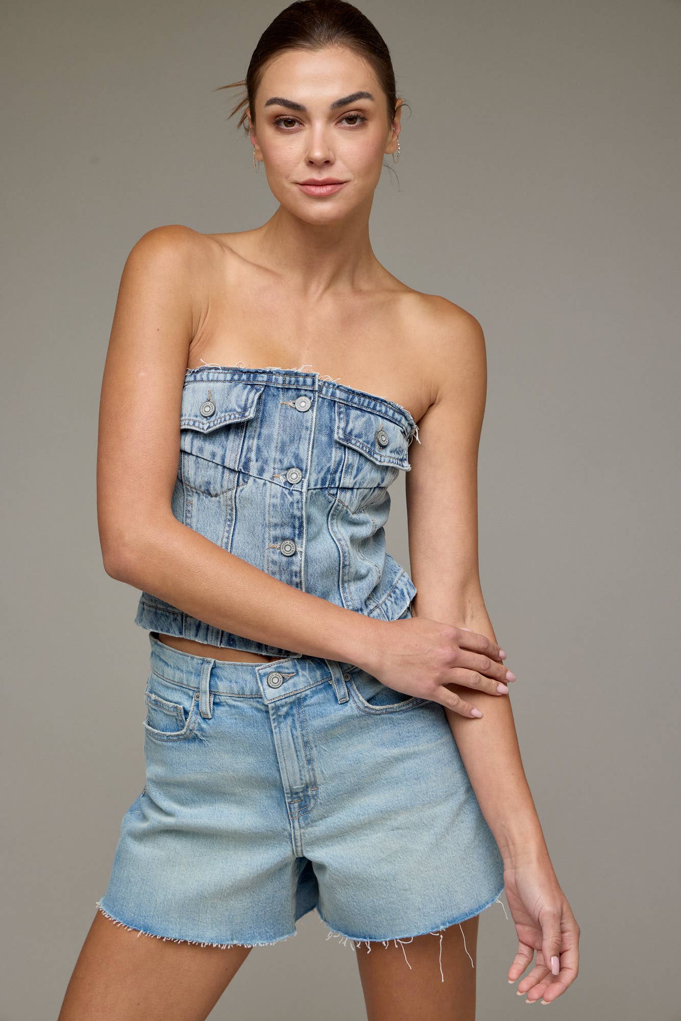 raw hem a-line shorts