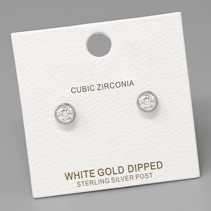 bezel set cz studs