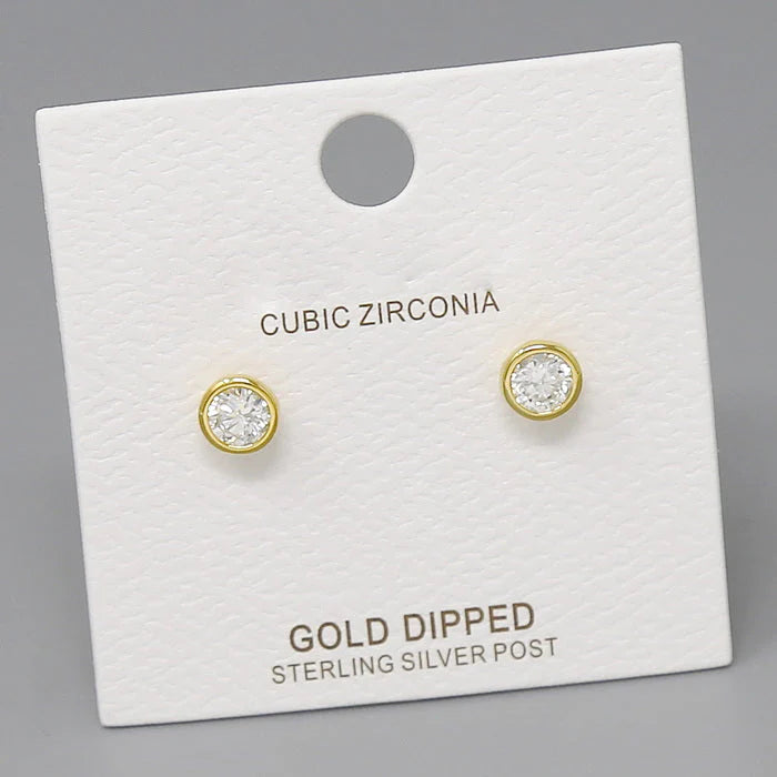 bezel set cz studs