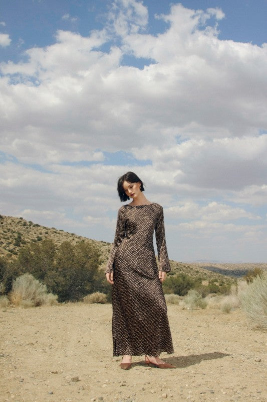 Smoke And Sand Boat Neck Maxi Dress