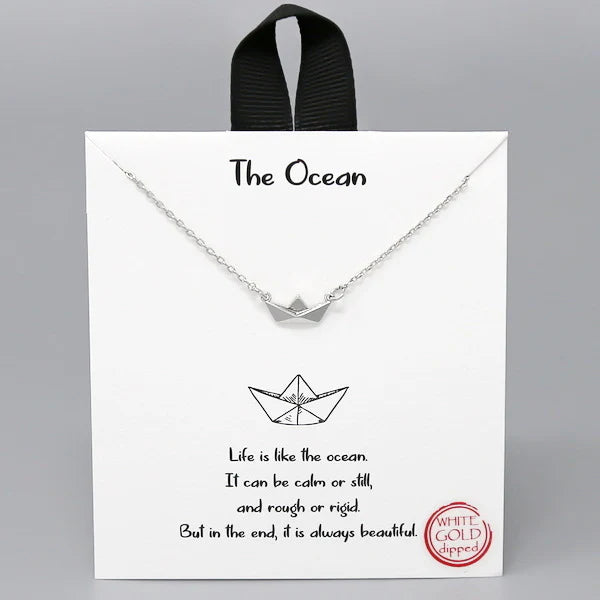 Paper Ship Pendant Necklace