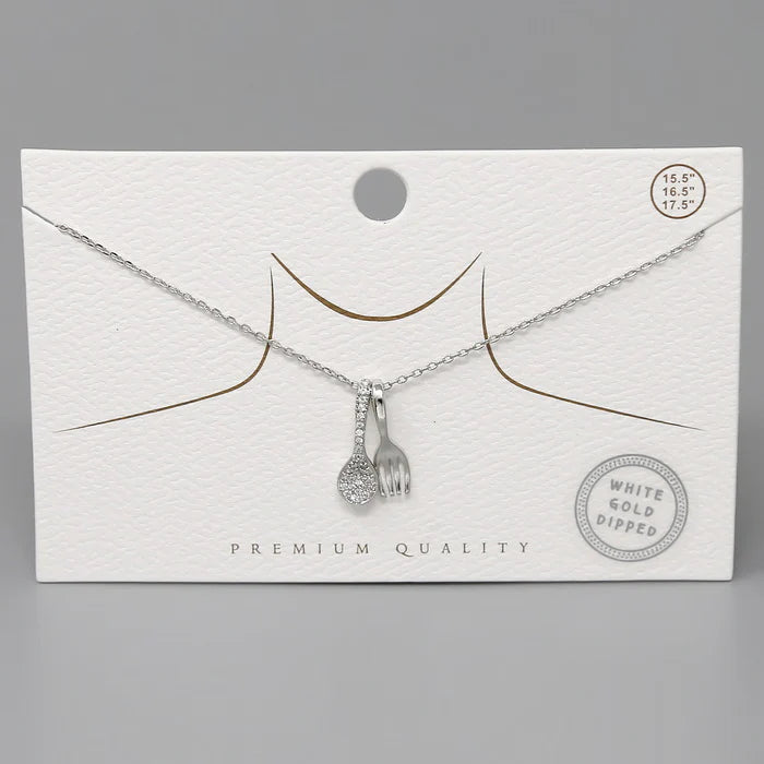 Spoon & Fork Pendant Gold Dipped Necklace