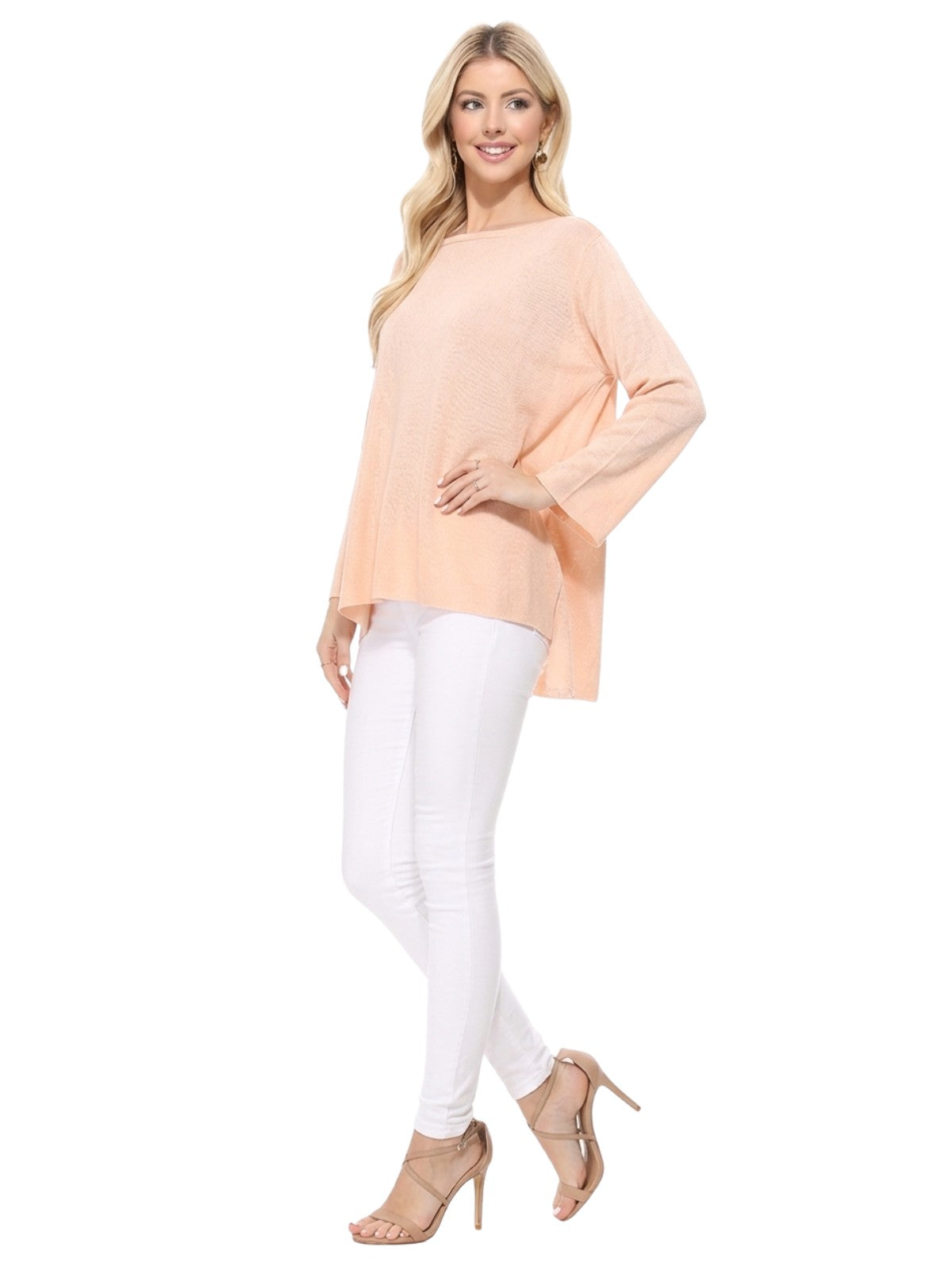 boat neck hi-low knit top