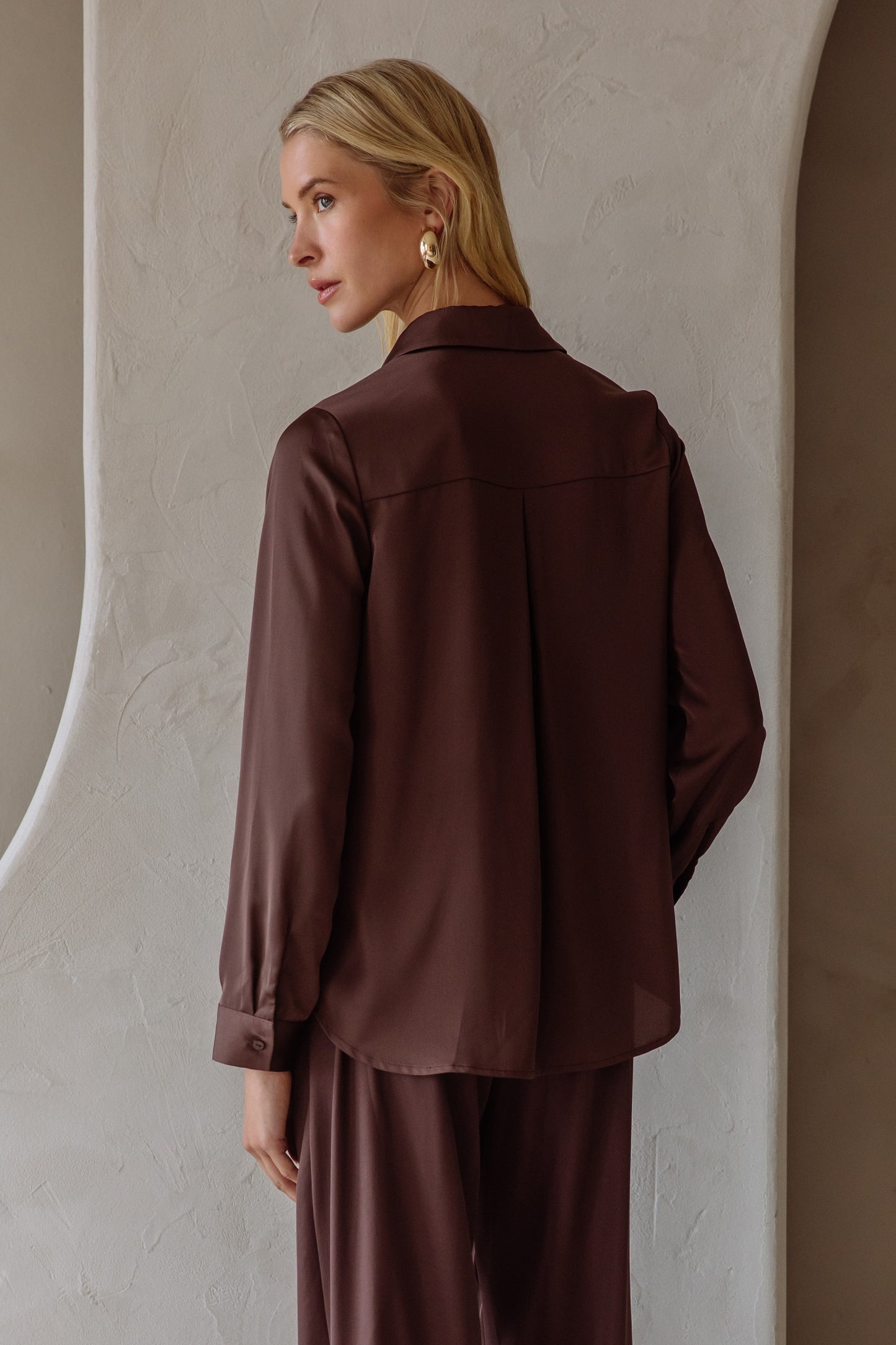 boss lady satin button down