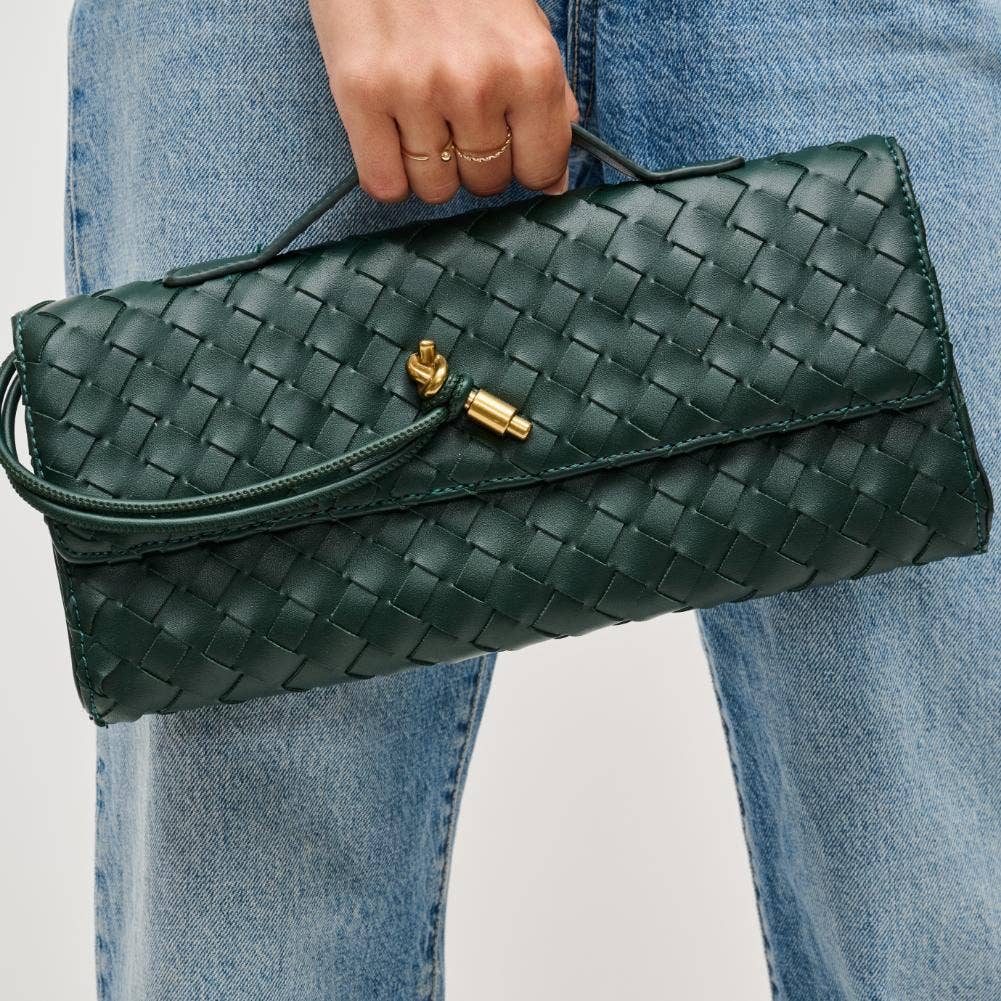 Ada Top Handle Woven East West Clutch Crossbody