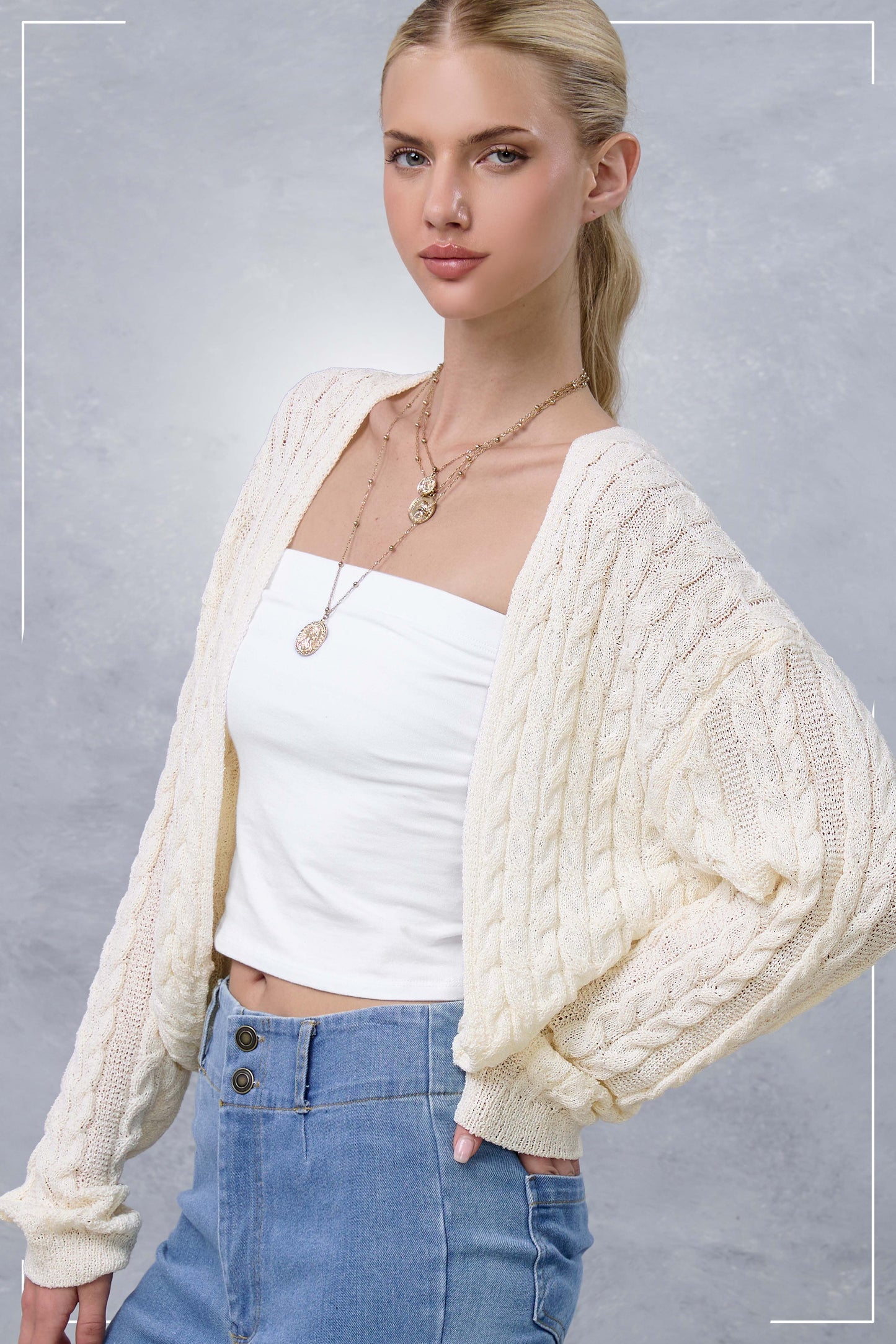 cable knit cocoon cardi