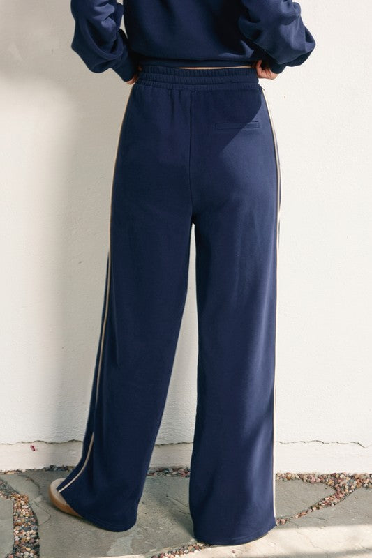 Track Stripe Wide Leg Sweatpants