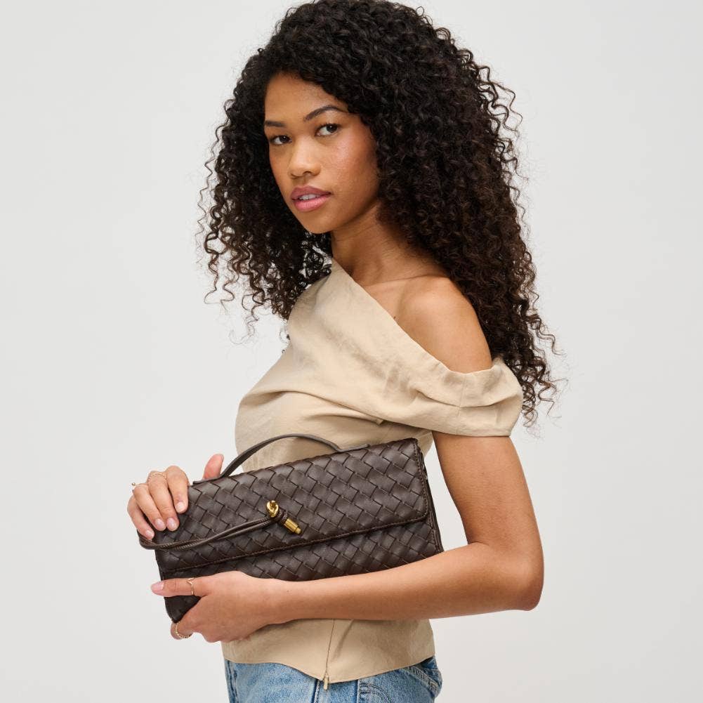 Ada Top Handle Woven East West Clutch Crossbody