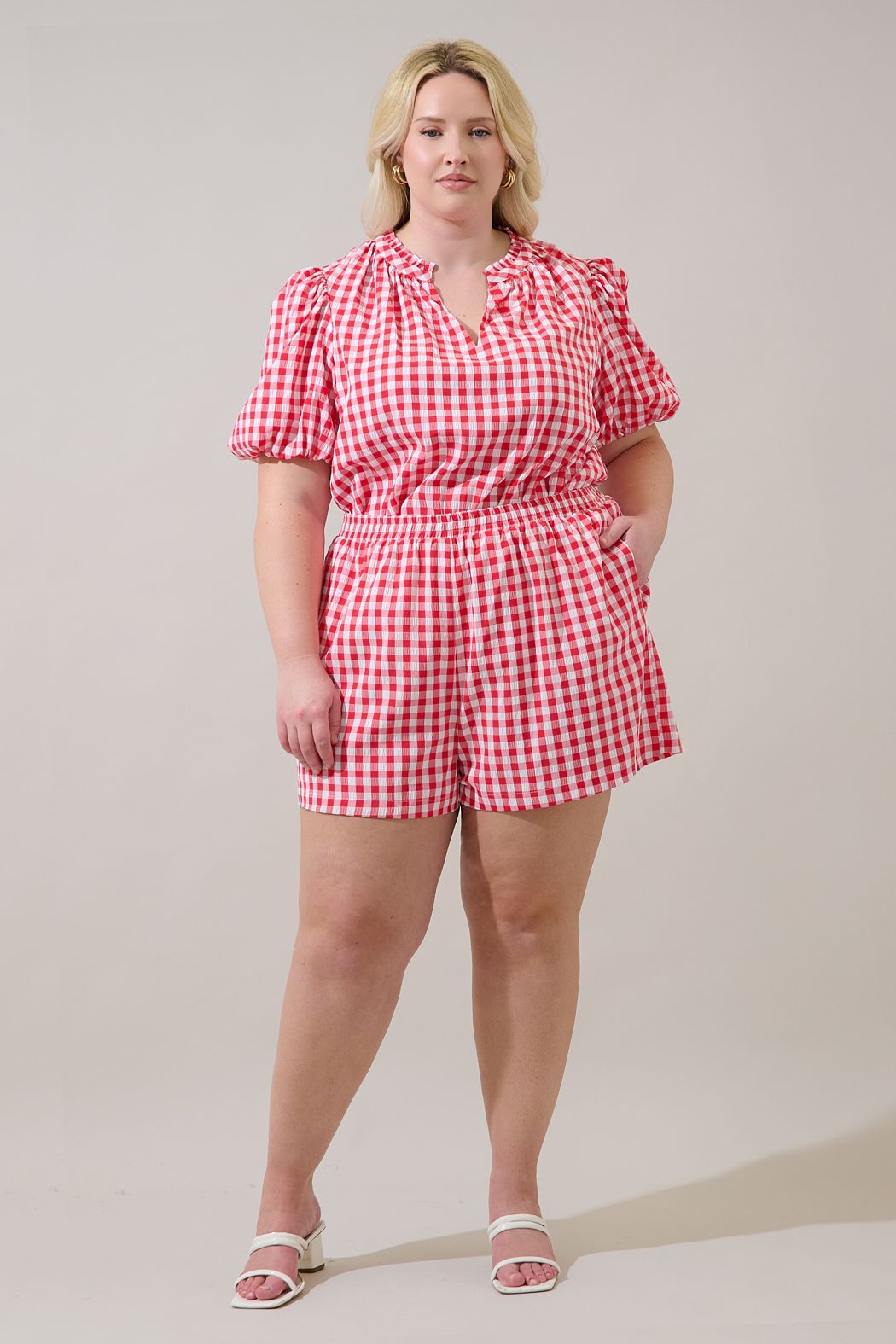 chelli checker high waisted shorts-curvy