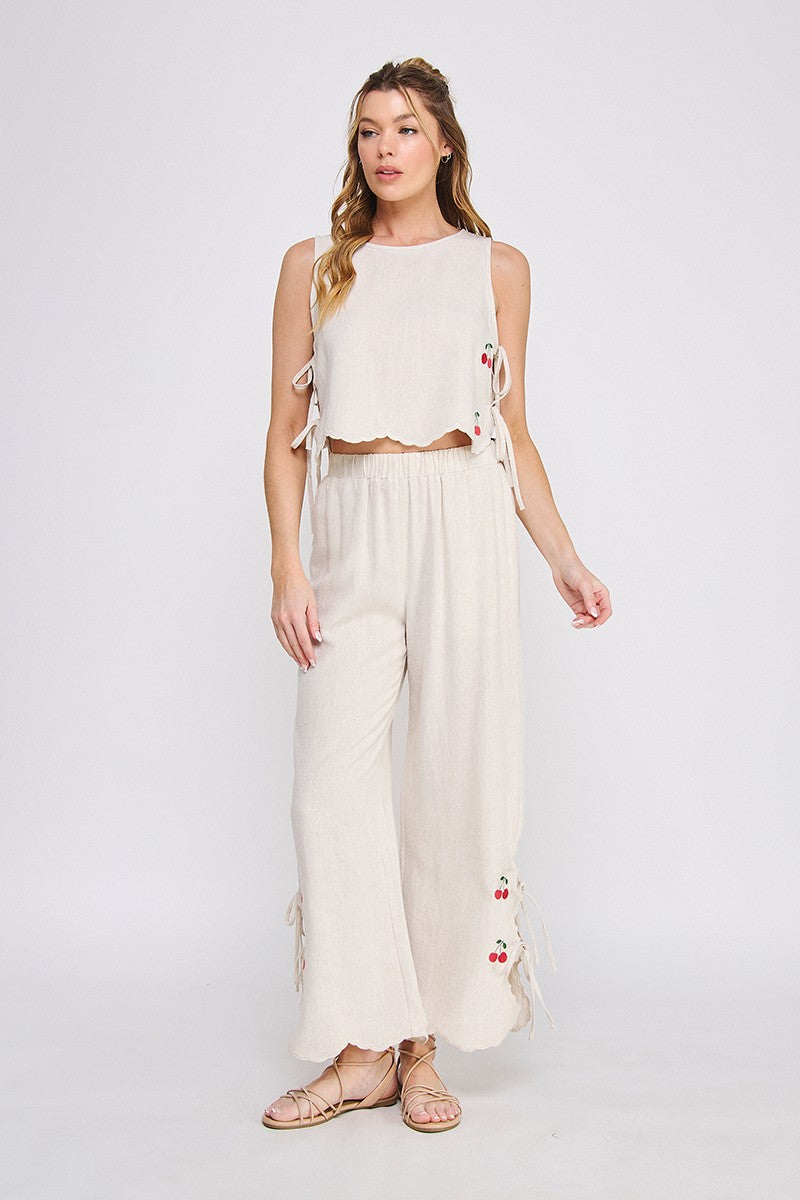 cherry tie detail tank