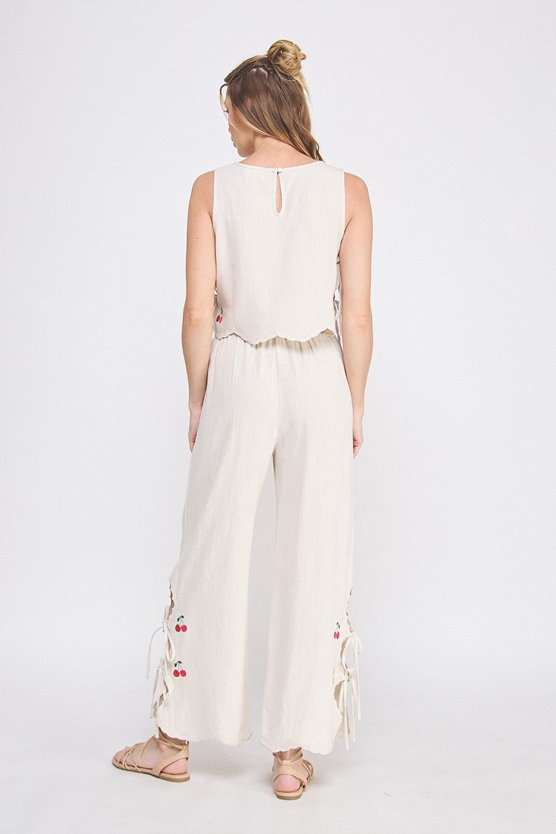 cherry tie detail tank