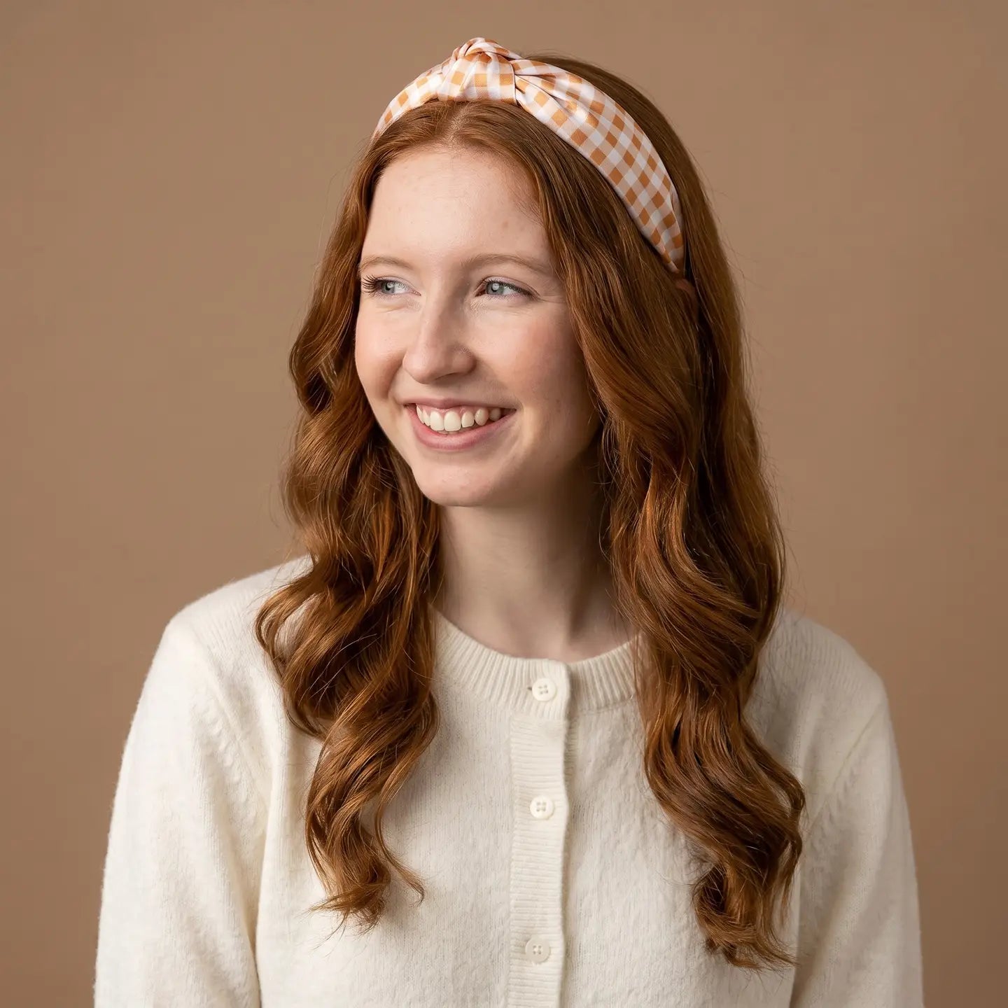 classic twist headband-maple gingham