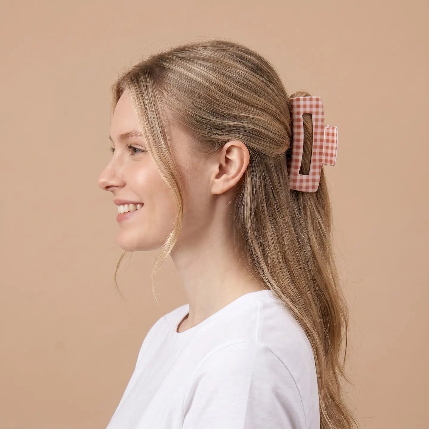 claw clip-maple gingham