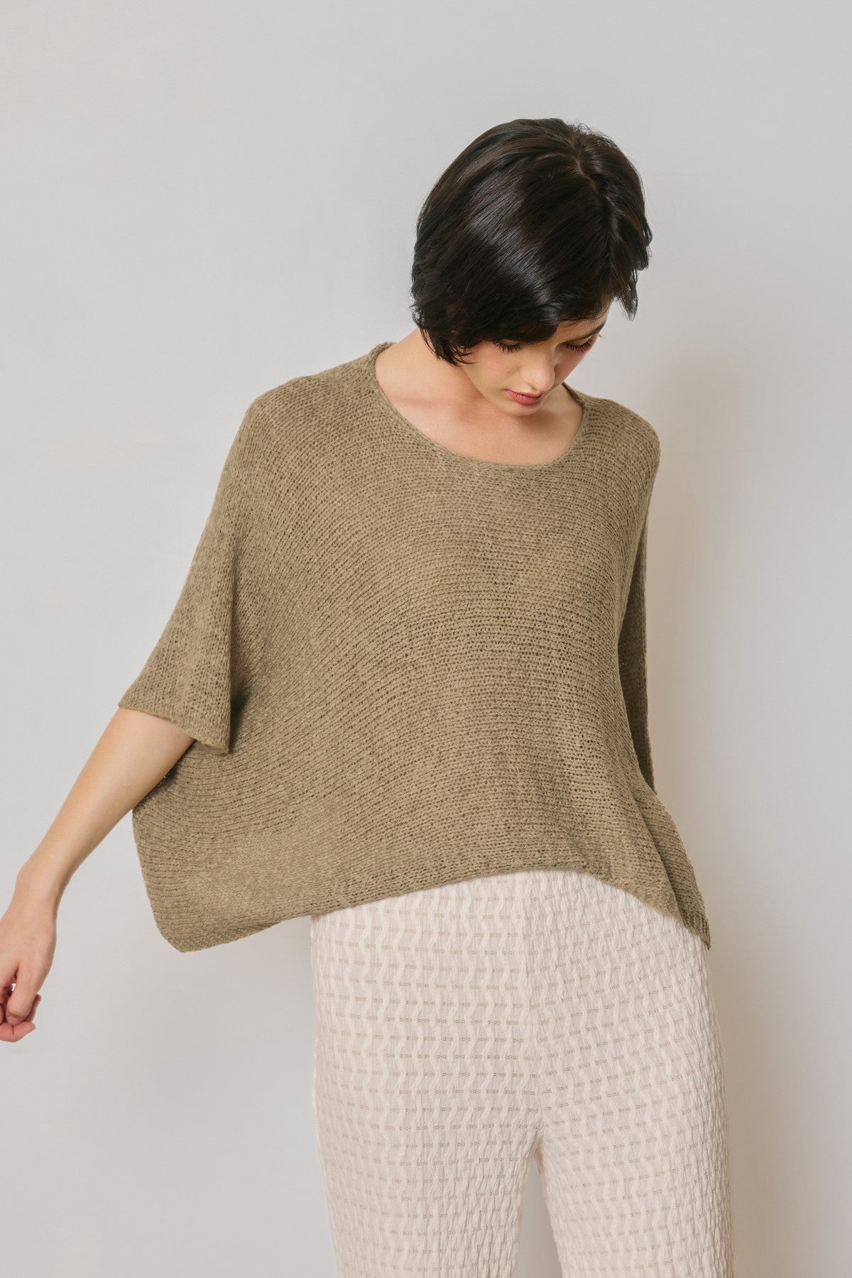 cropped poncho knit sweater top