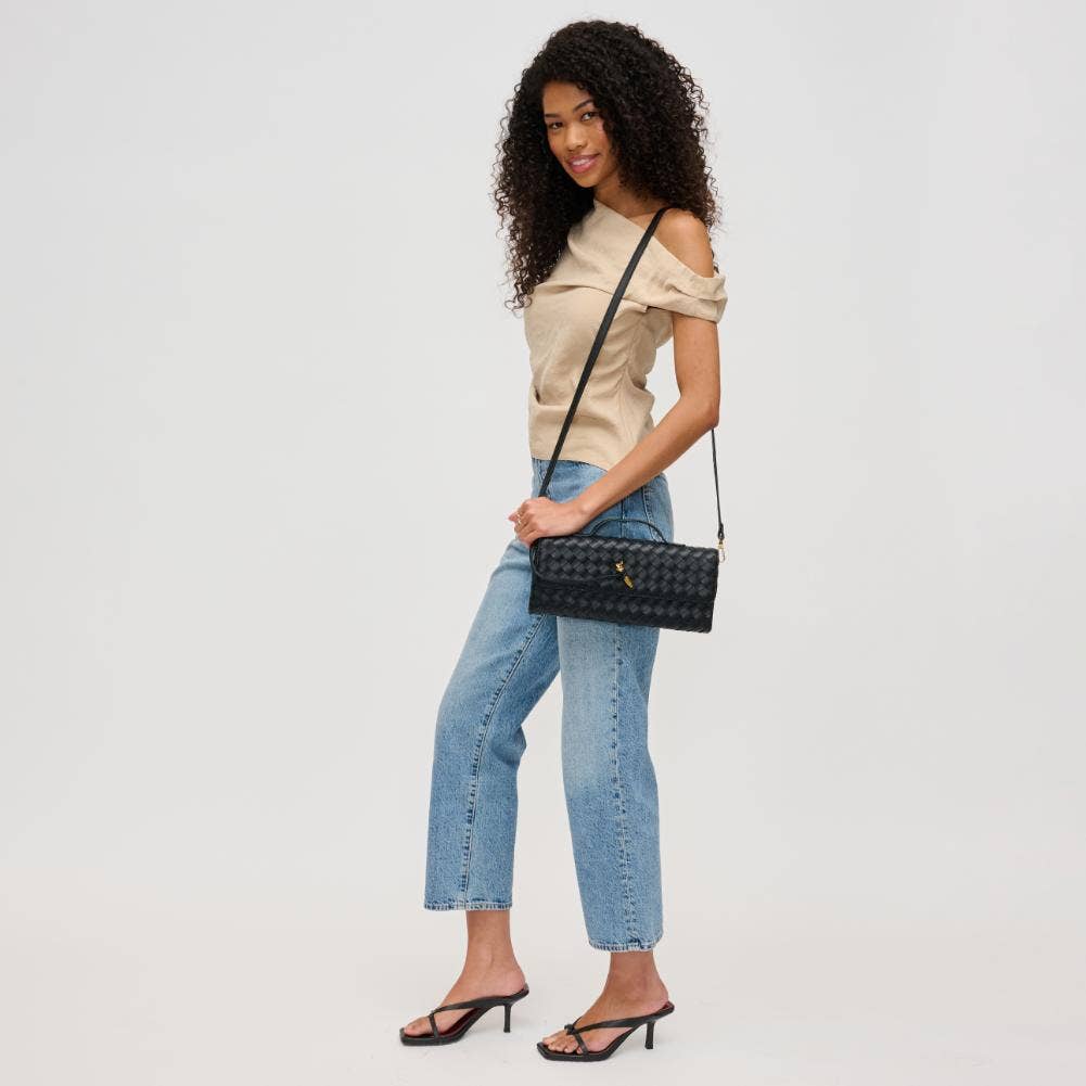 Ada Top Handle Woven East West Clutch Crossbody