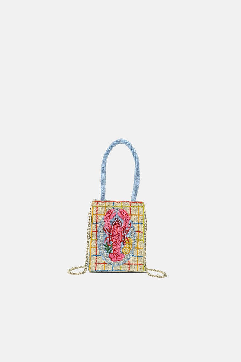 New England Lobster Beaded North South Tote