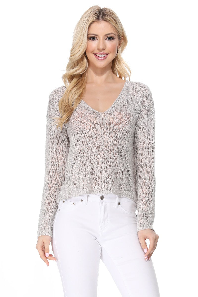 drop shoulder knit crop sweater
