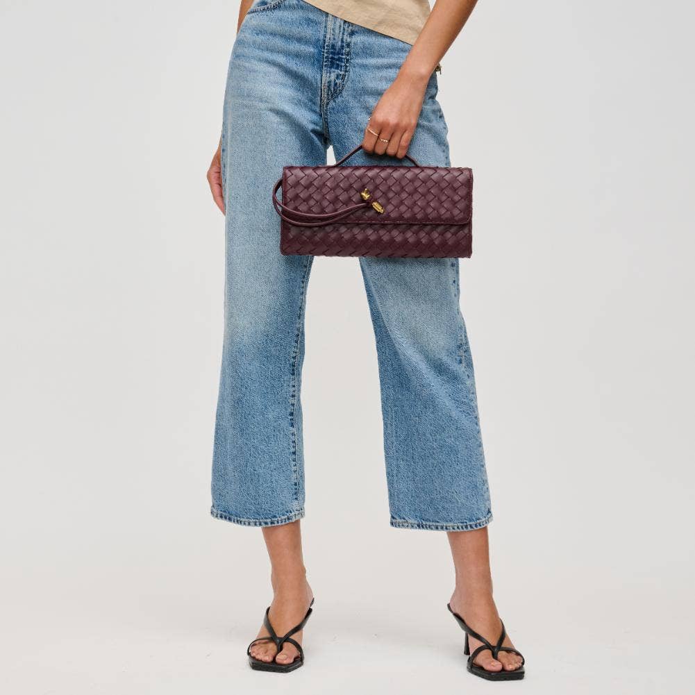 Ada Top Handle Woven East West Clutch Crossbody