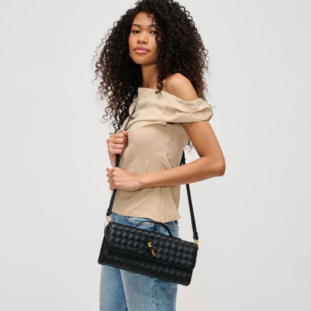 Ada Top Handle Woven East West Clutch Crossbody