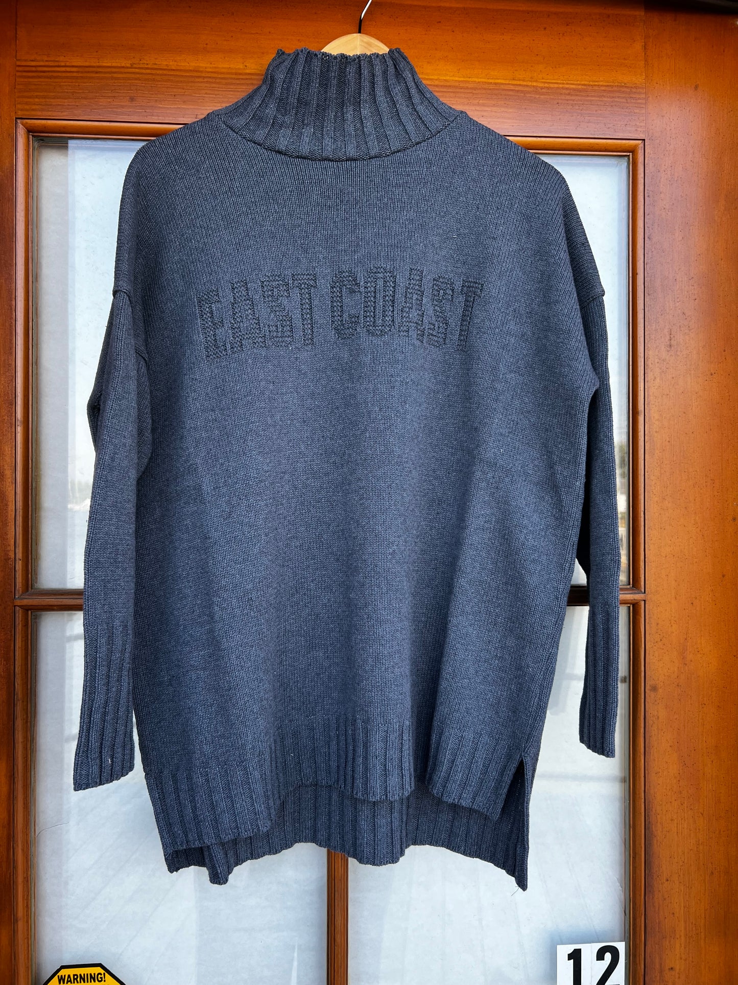 Embossed Jacquard Turtleneck w/slits-East Coast