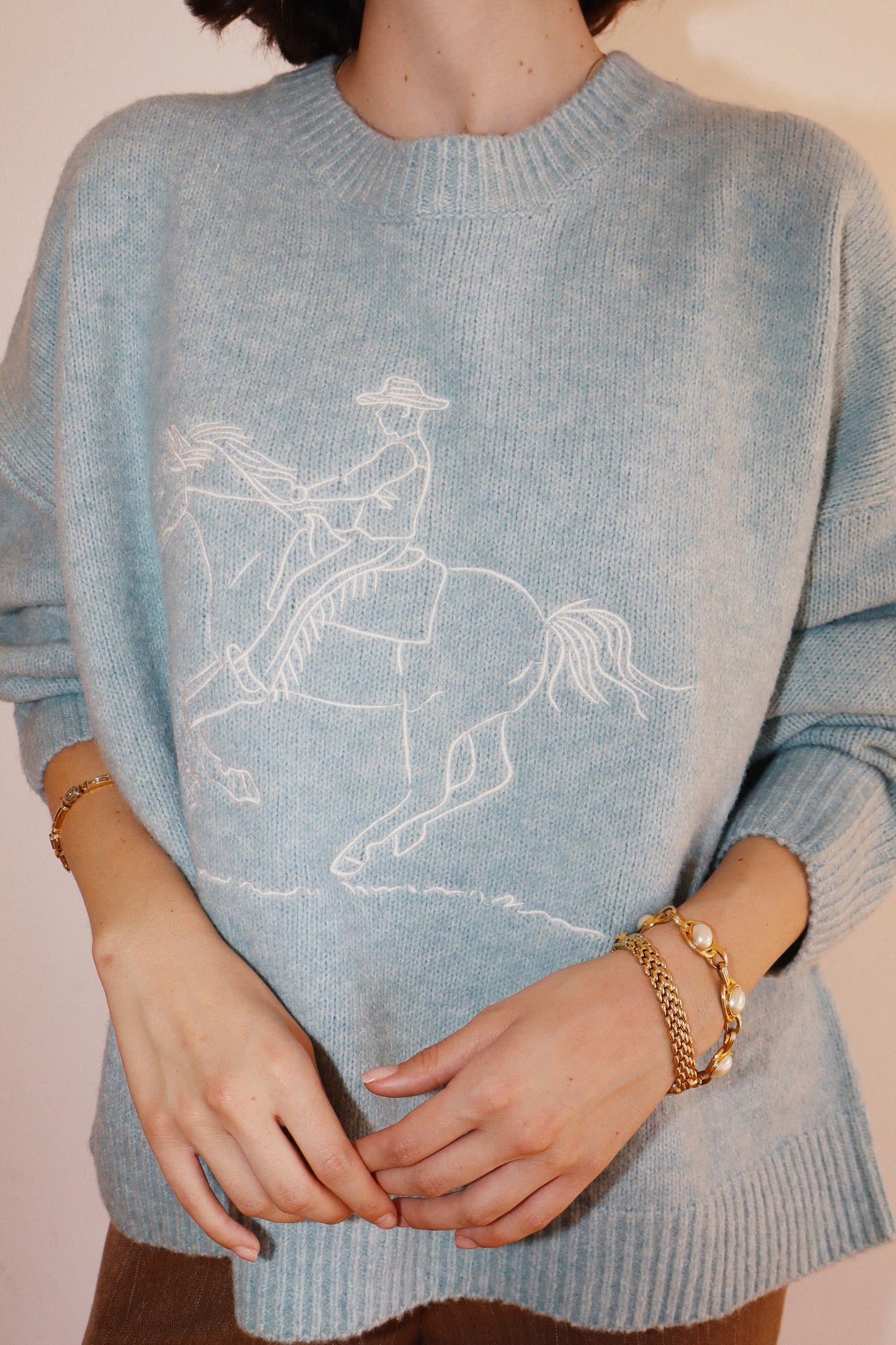 embroidered cowboy knit sweater