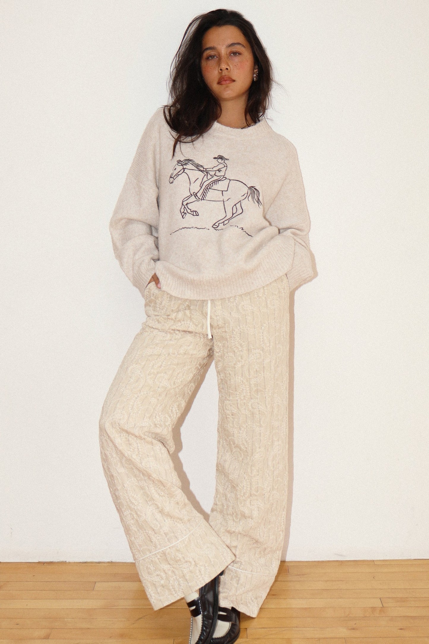 embroidered cowboy knit sweater