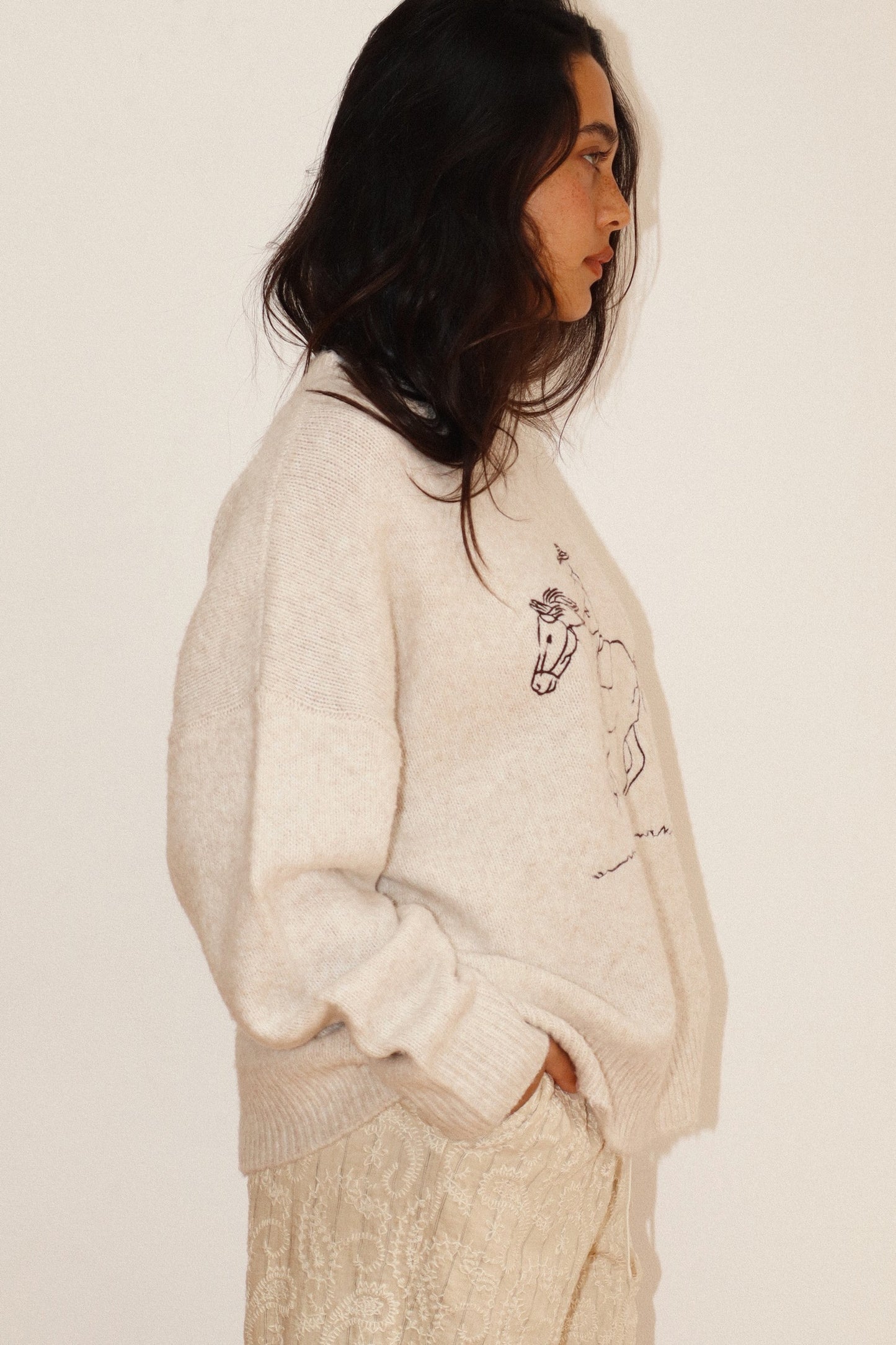 embroidered cowboy knit sweater