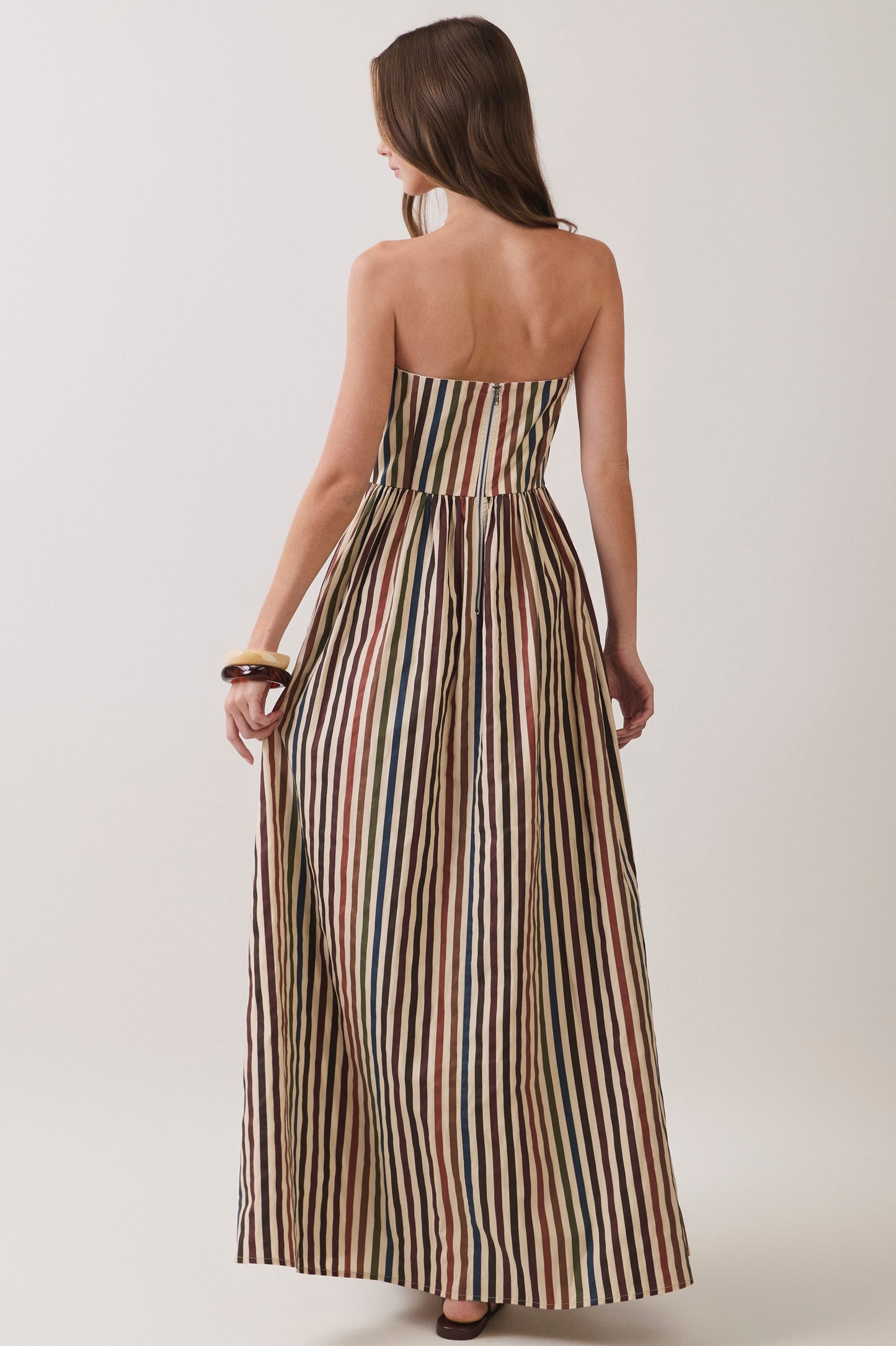 fall in line strapless maxi dress