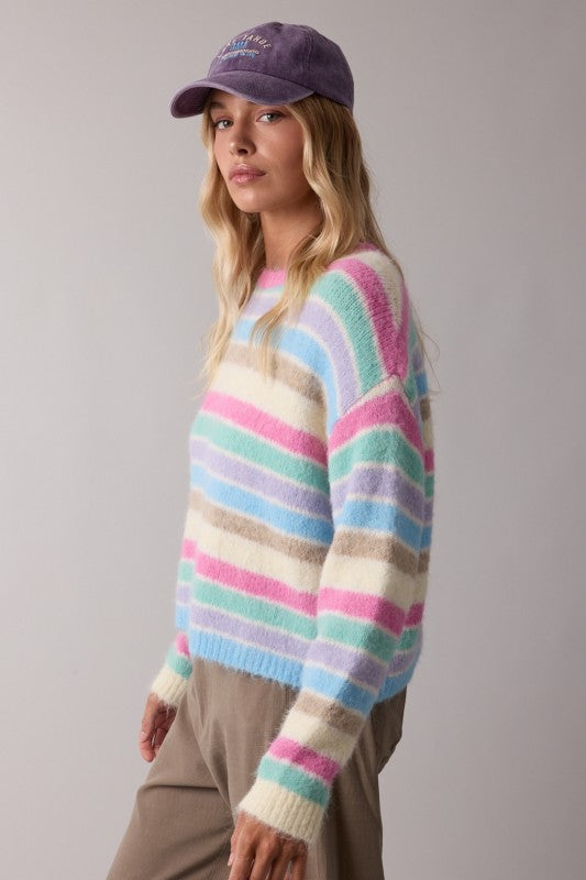 Brushed Multi-Striped Sweater