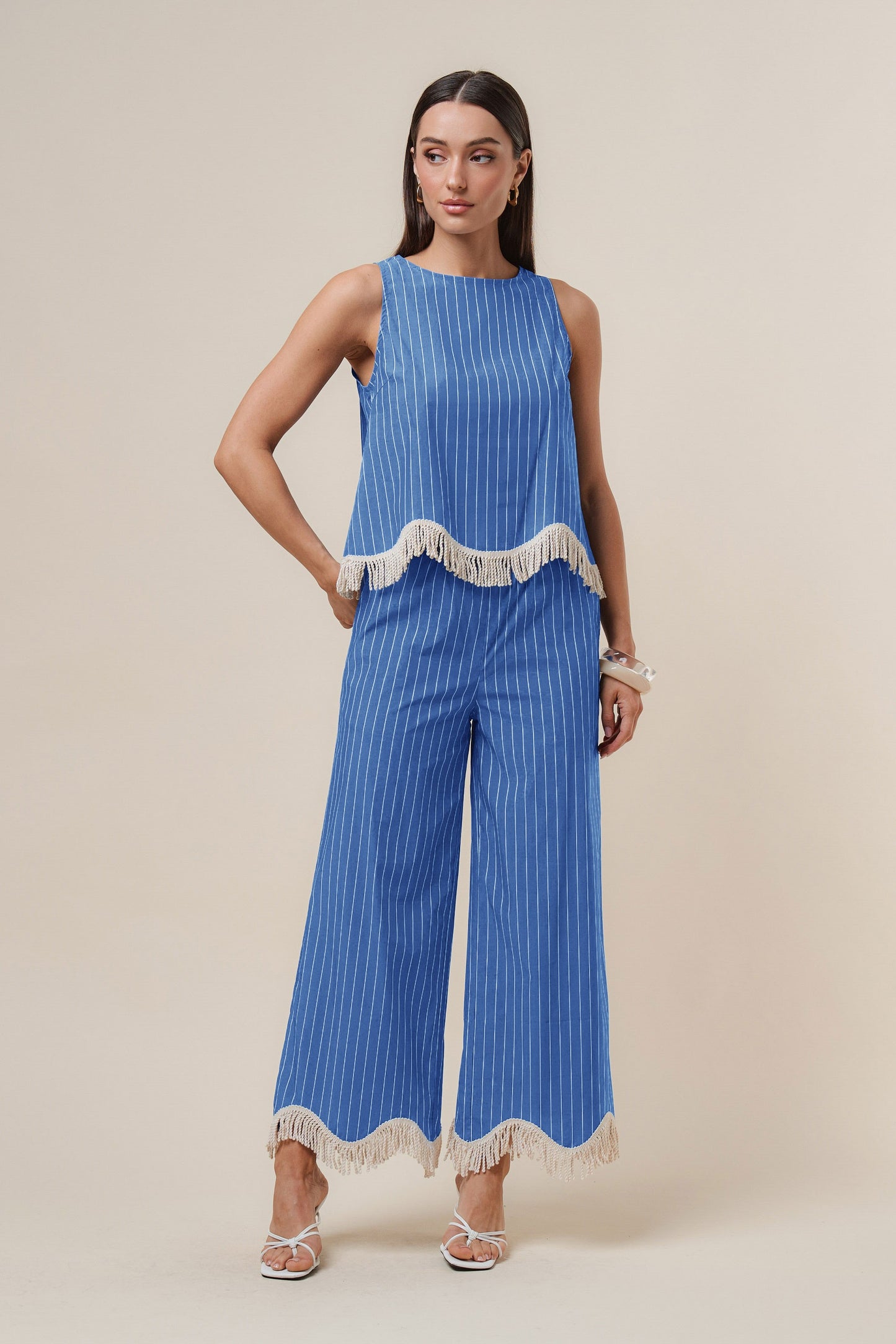 fringe stripe pants
