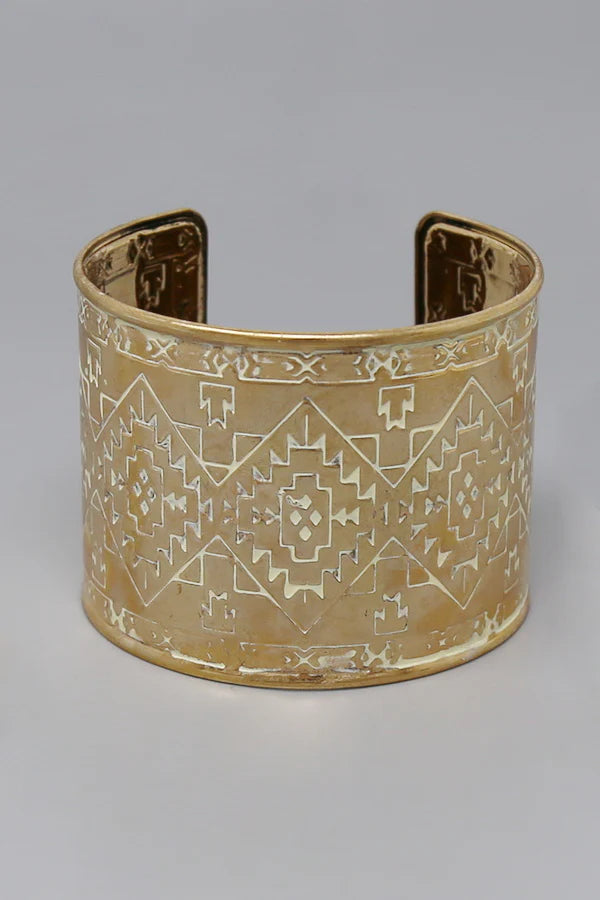Western Print Metal Cuff Bracelet