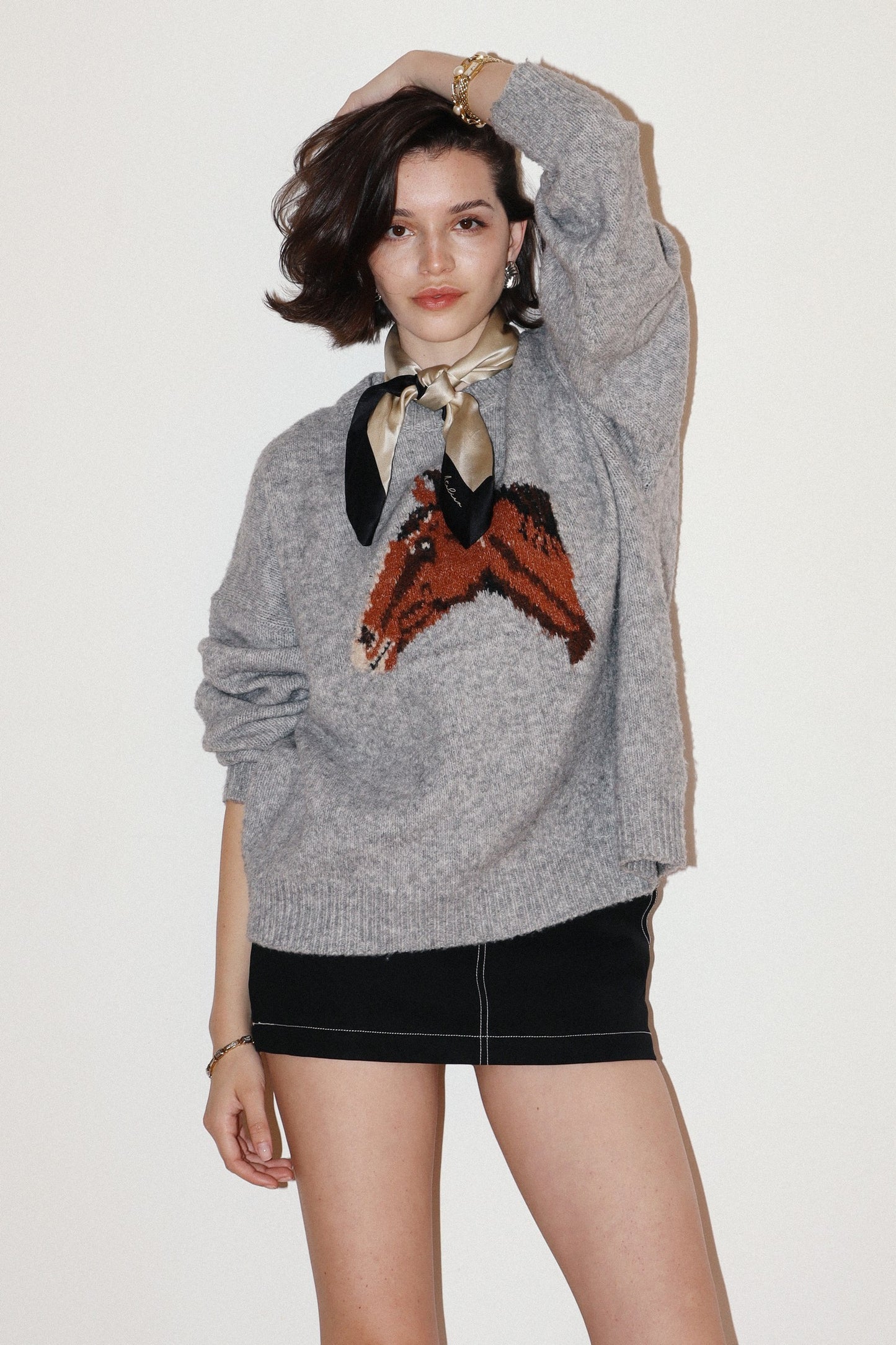 horse graphic knit sweater