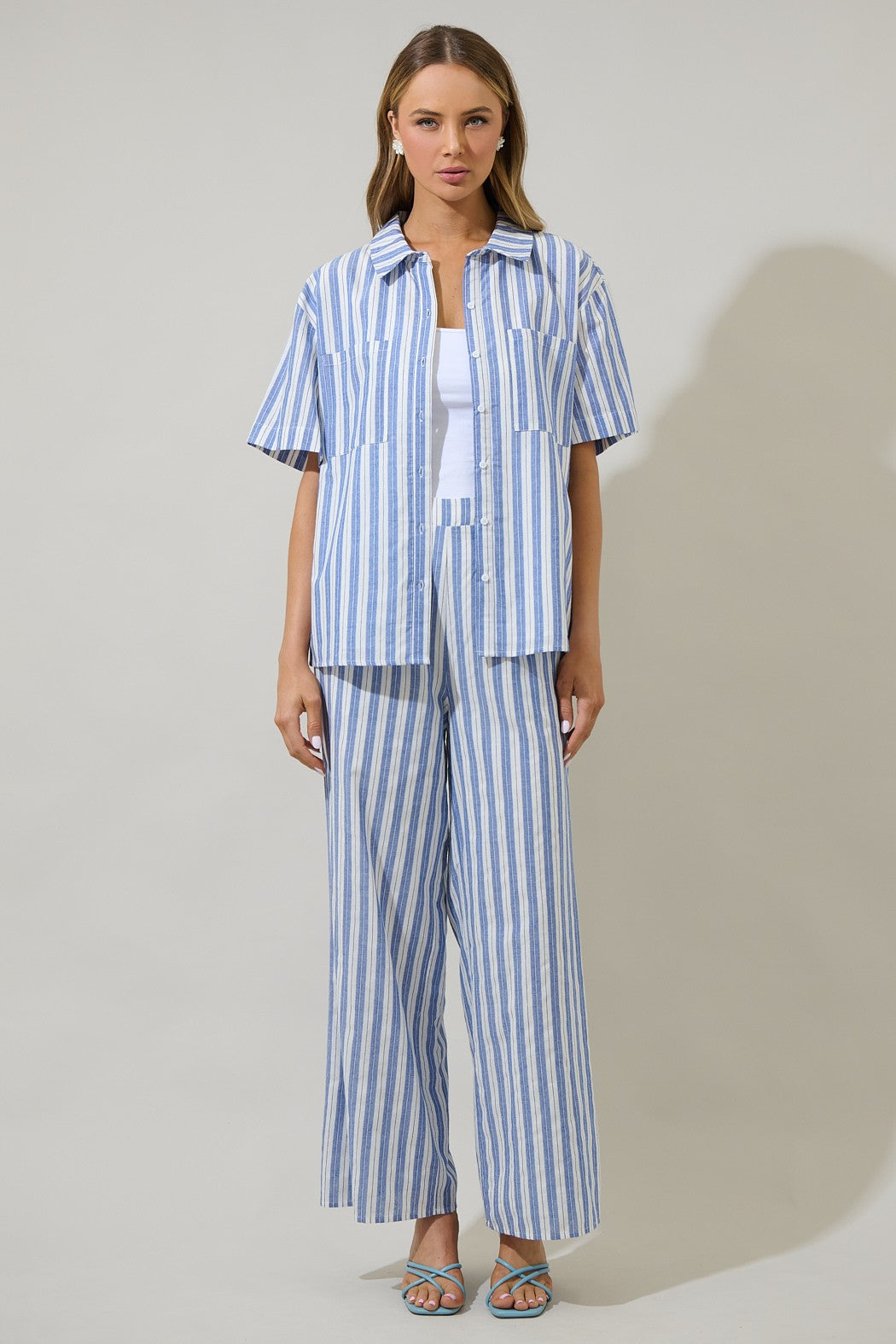 joncy striped ss button down shirt